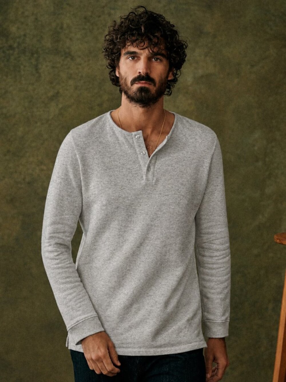 OCTOBRE ÉDITIONS 100% Cotton Minimalist Long Sleeve Grey Henley‎ Shirt Size S